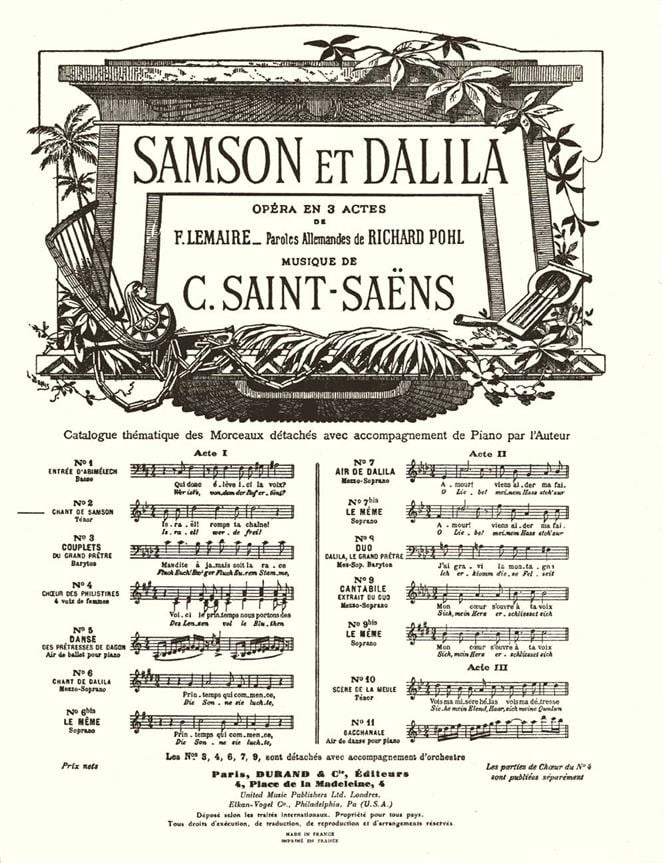 Samson Et Dalila N 2 Fr-All Tenor-Piano